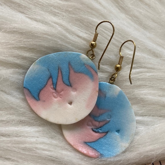 Ceramic Pastel Color Gold Tone Earrings - Picture 4 of 17